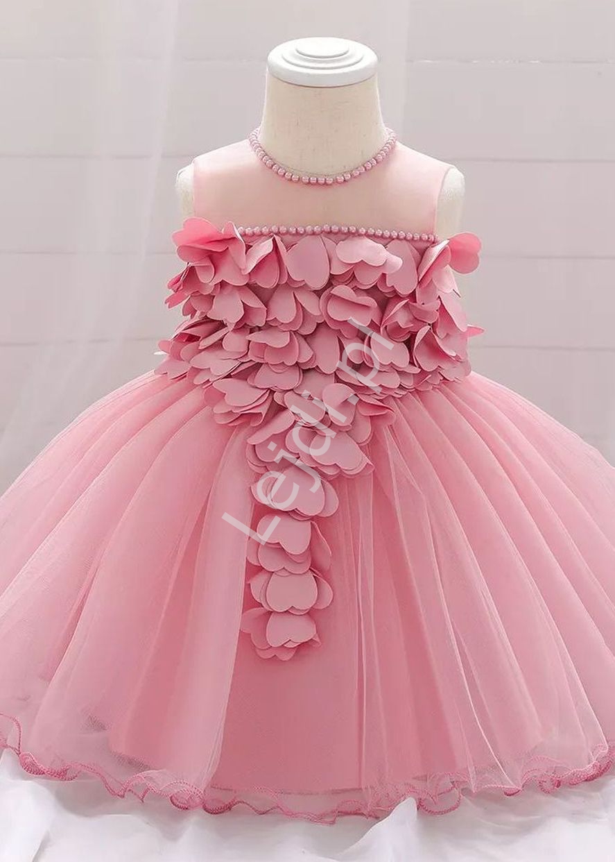 Dziecięca sukienka dla dziewczynki w pustynno różowym kolorze