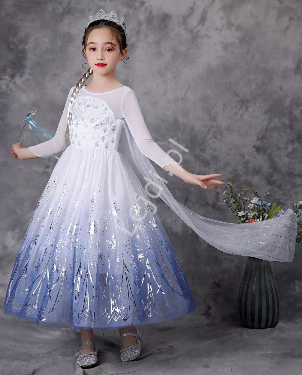  Dziecięca sukienka Elsa z Krainy Lodu, karnawałowa sukienka z bajki frozen