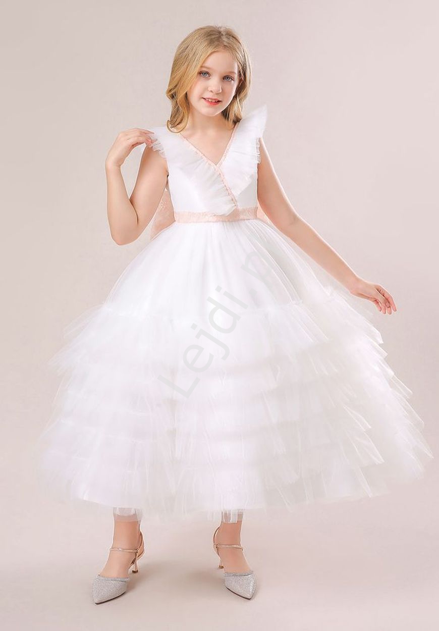 biała sukienka dla małej druhny