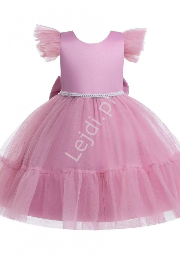 Elegancka sukienka dla dziewczynki w kolorze brudno różowym 5293