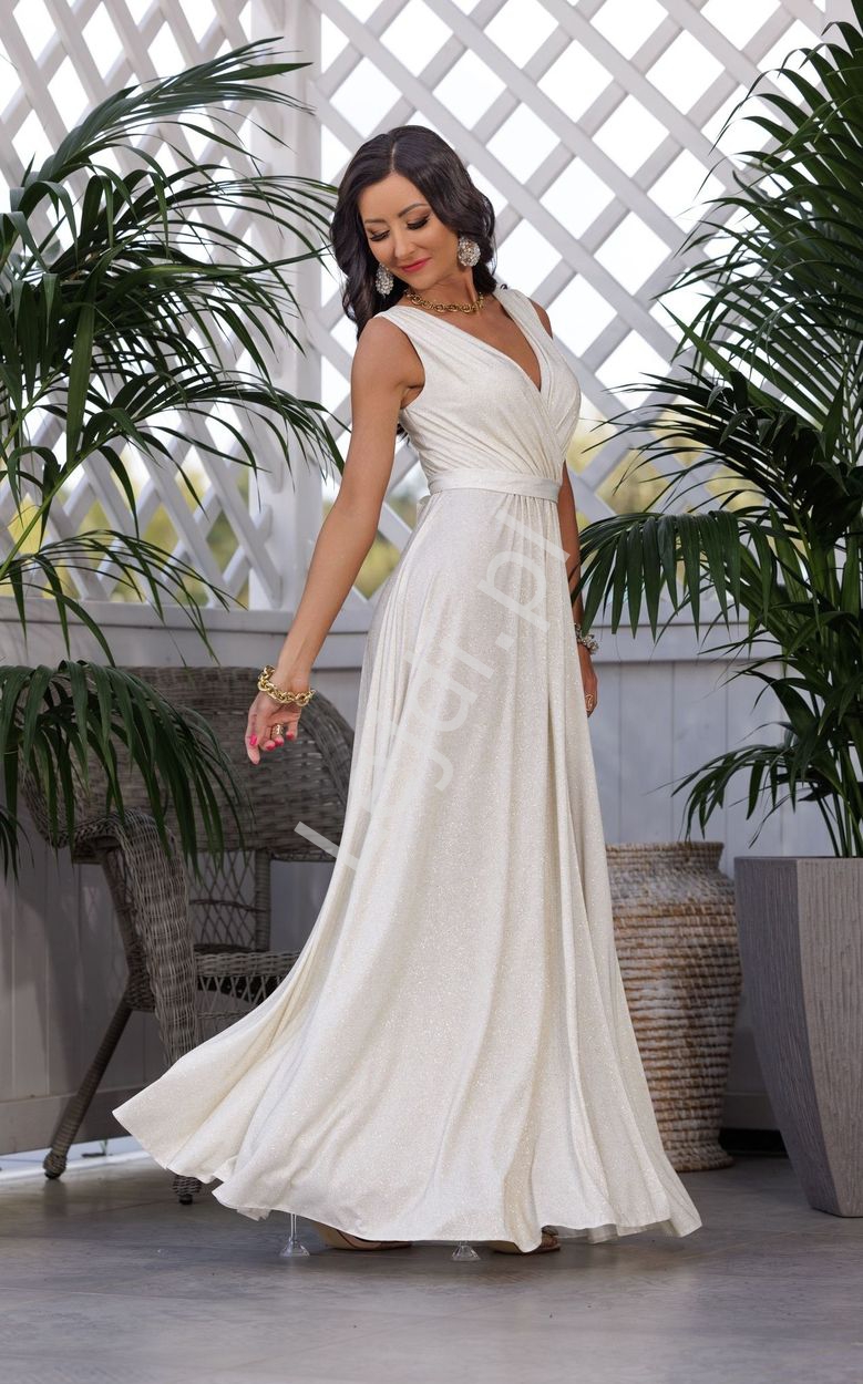 Elegancka sukienka ślubna z brokatem, Salma 