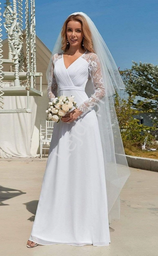 Elegancka sukienka ślubna do ślubu kościelnego, suknia do ślubu cywilnego 692