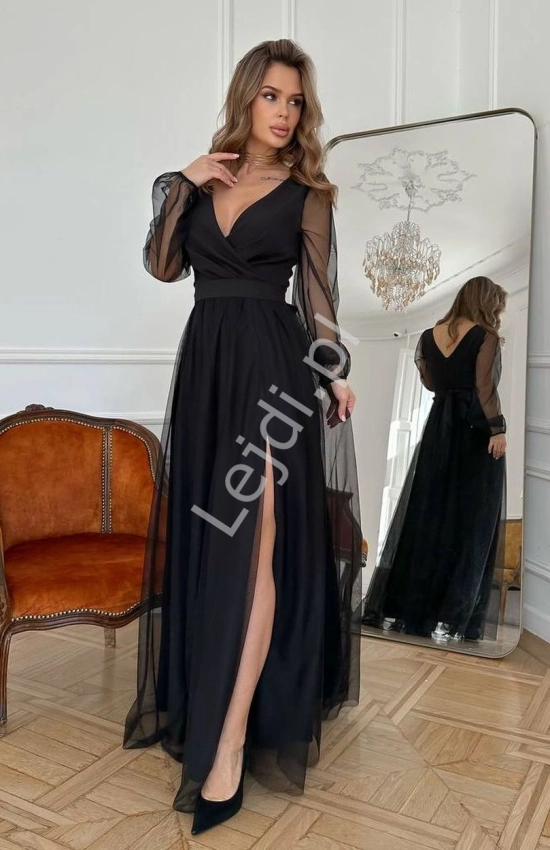 Elegancka sukienka wieczorowa w czarnym kolorze HB302