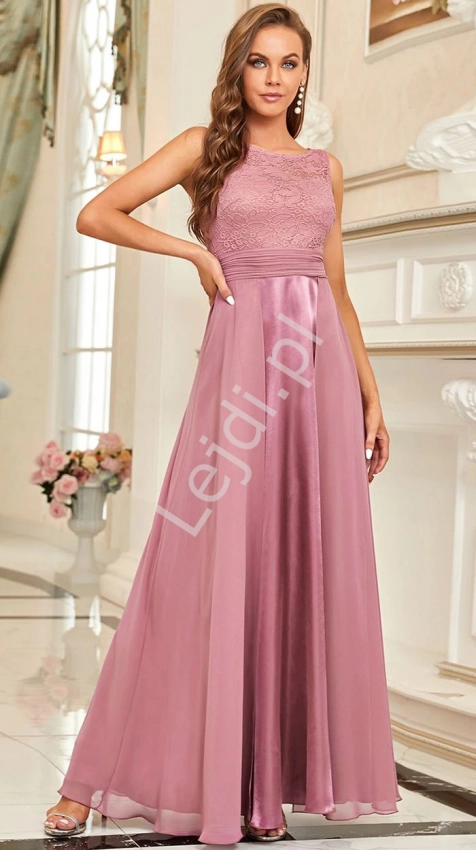 Elegancka suknia wieczorowa w kolorze pustynnego różu 7695