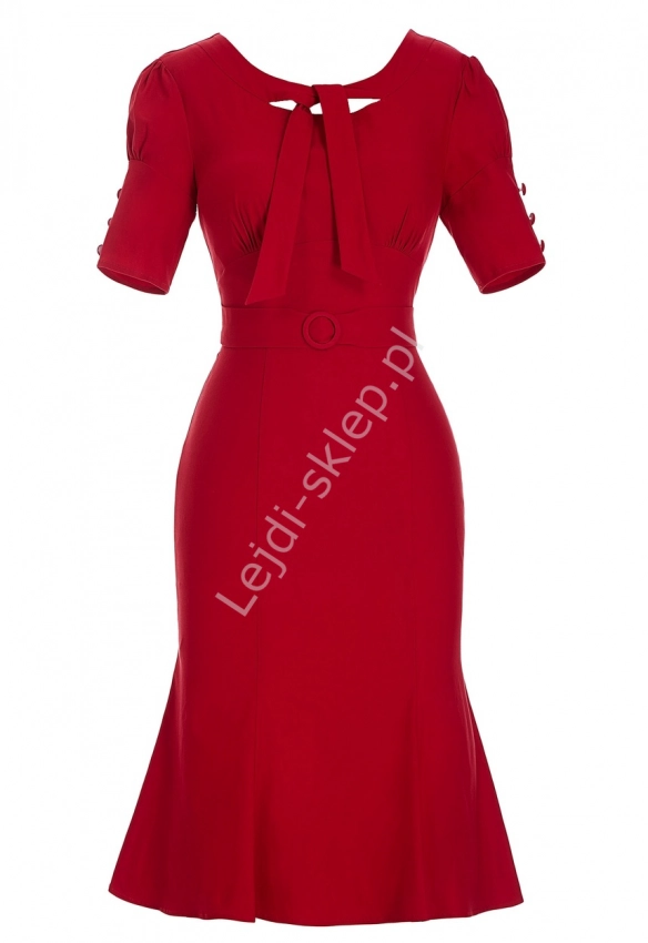 Elegancka wizytowa czerwona sukienka biznesowa