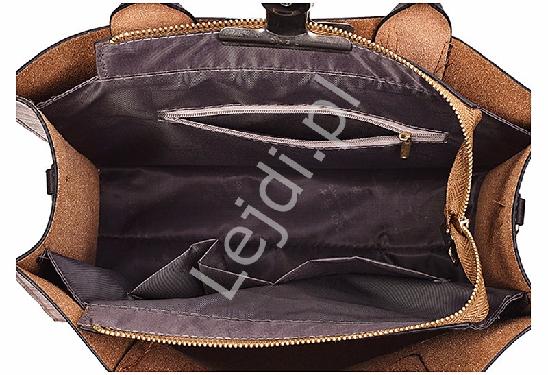 Elegancki zestaw torebek w kolorze szarym | komplet duża torebka z elegancką kopertówką i saszetką