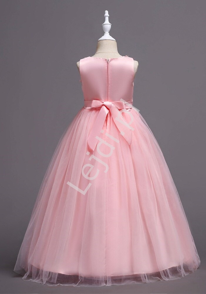 Fenomenalna sukienka dla dziewczynki w jasno różowym kolorze, koronka, tiul 831