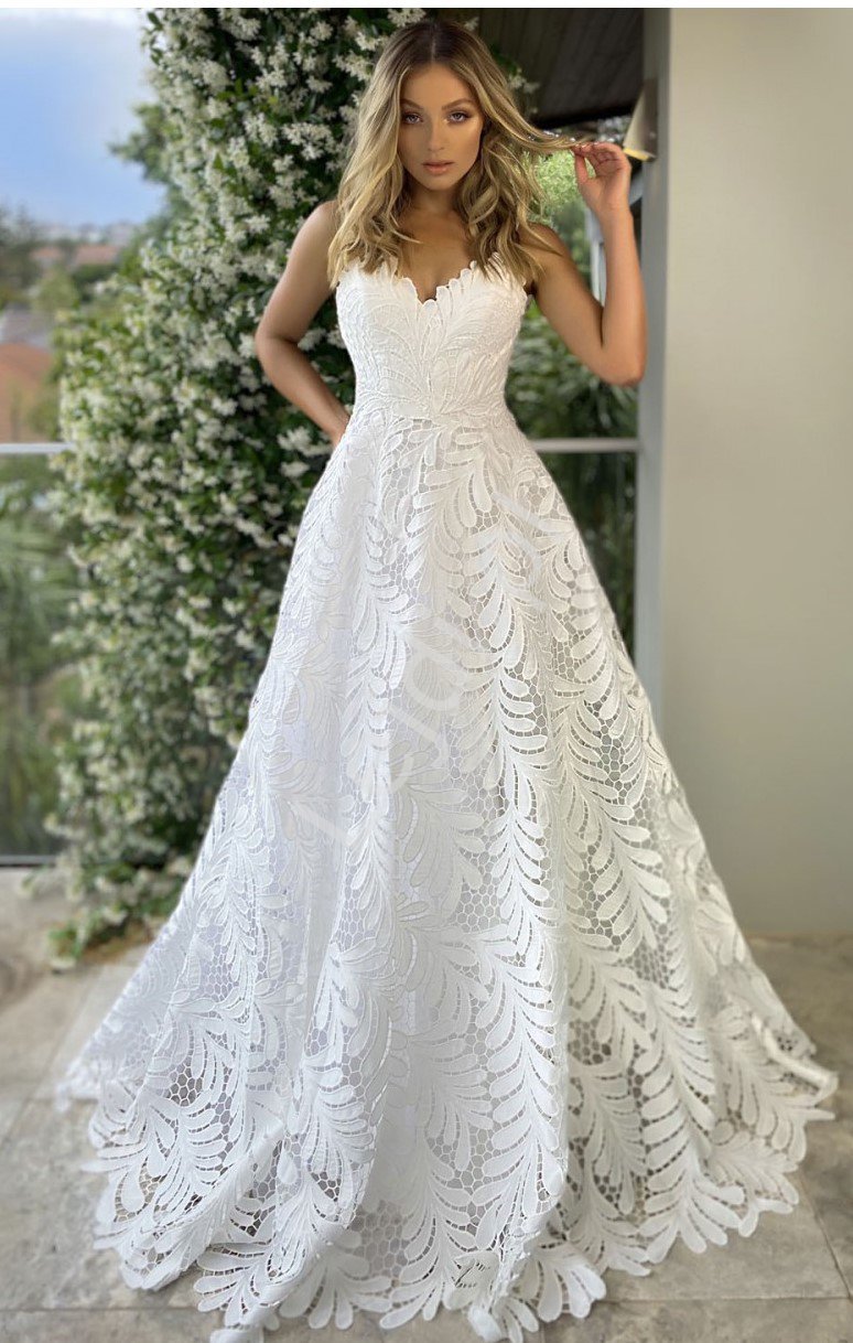 Fenomenalna suknia ślubna z koronki, luksusowa sukienka Francuska 2279 - Lejdi