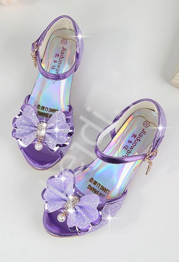 Fioletowe brokatowe buty dla dziewczynki z kryształkami sandały dla dziewczynki 1788
