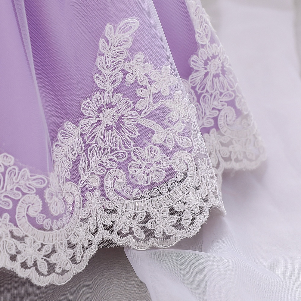 Fioletowo biała sukienka dla małej księżniczki, komplet z opaską