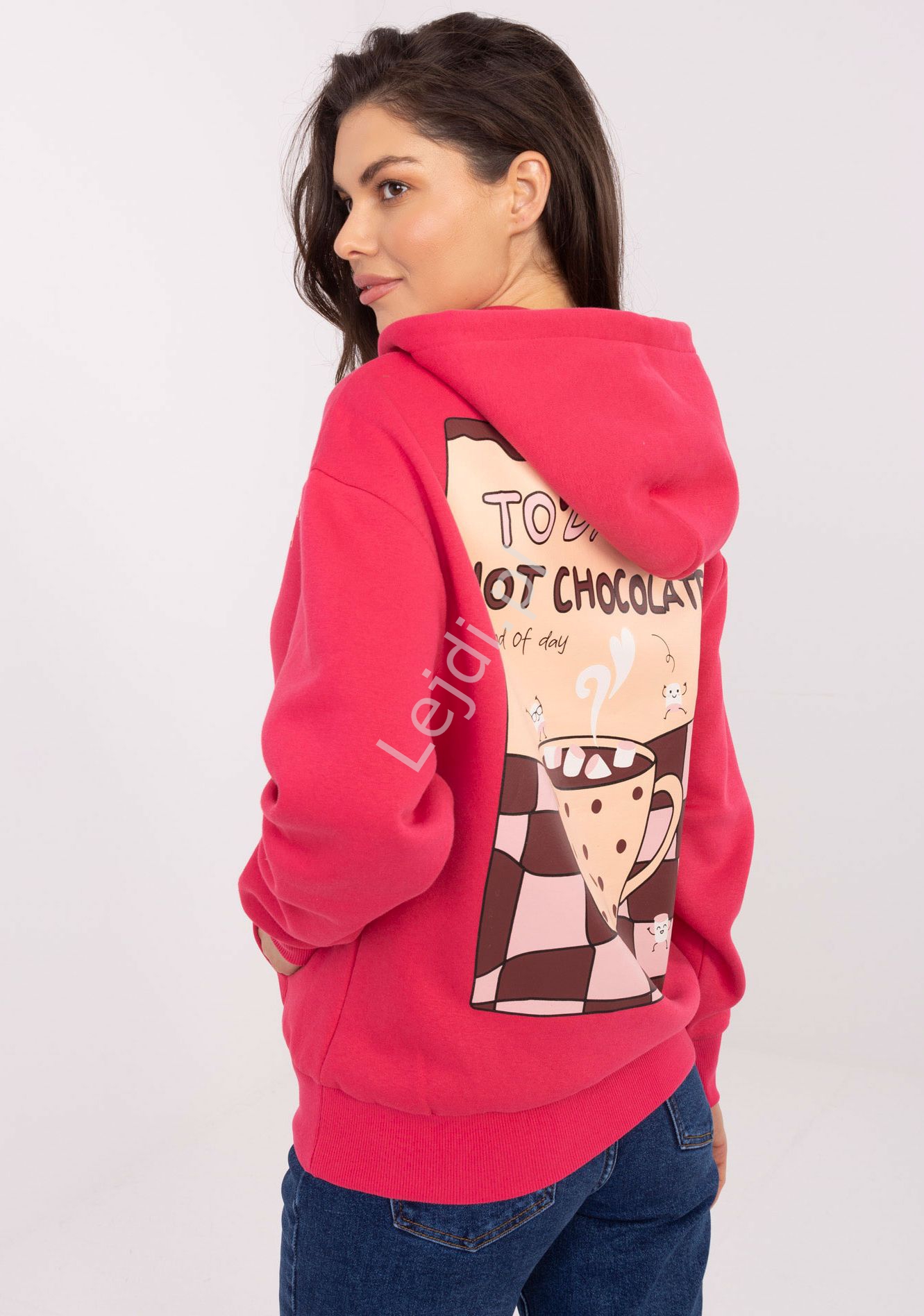 Fuksjowa bluza damska Sublevel HOT CHOCOLATE
