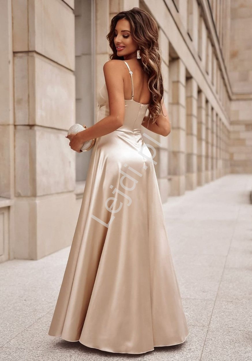 satynowa sukienka na wesele