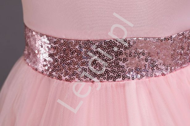 Jasno różowa balowa suknia dla dziewczynki, dziecięca sukienka do tańca towarzyskiego 