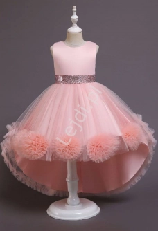 Jasno różowa balowa suknia dla dziewczynki, dziecięca sukienka do tańca towarzyskiego