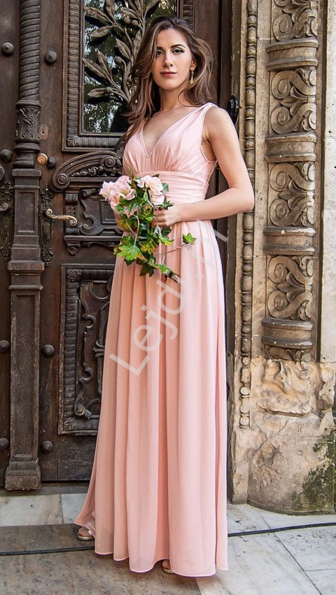 Jasno różowa sukienka na studniówkę, na wesele, dla druhny 9016