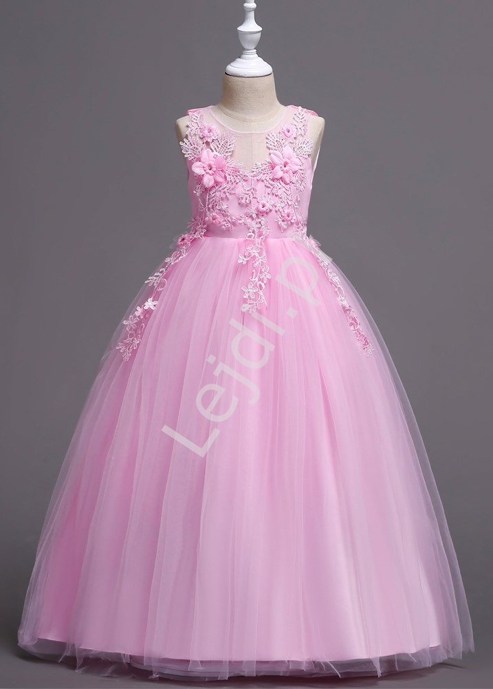 Jasno różowa suknia dla dziewczynki na wesele, bal 832