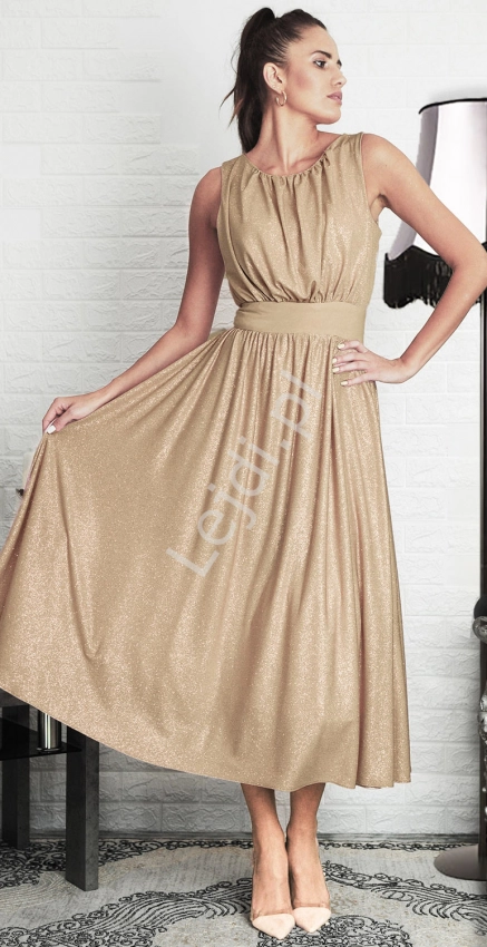 Jasno złota brokatowa sukienka w stylu greckim