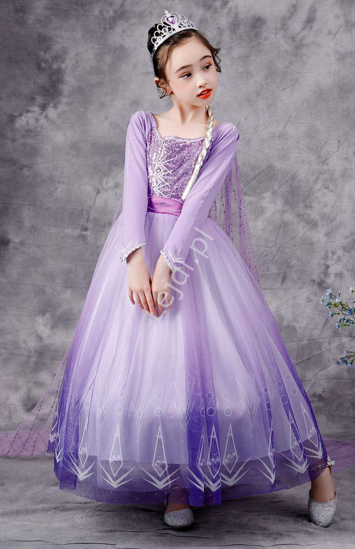 Karnawałowa dziecięca sukienka księżniczka, przebranie Elsa dla dziewczynki , Frozen 1740 - Lejdi