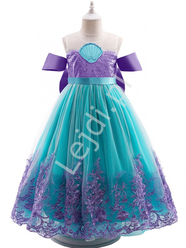 Balowa sukienka Arielka, karnawałowa sukienka Mała Syrenka z fioletową górą 0744