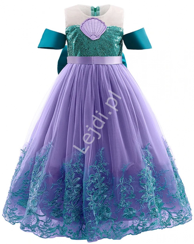 Karnawałowa sukienka Arielka, balowa sukienka Mała Syrenka z fioletową spódnica 0744