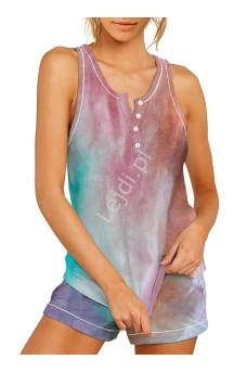 Kolorowa piżama damska w stylu tie dye, komplet damski do spania 