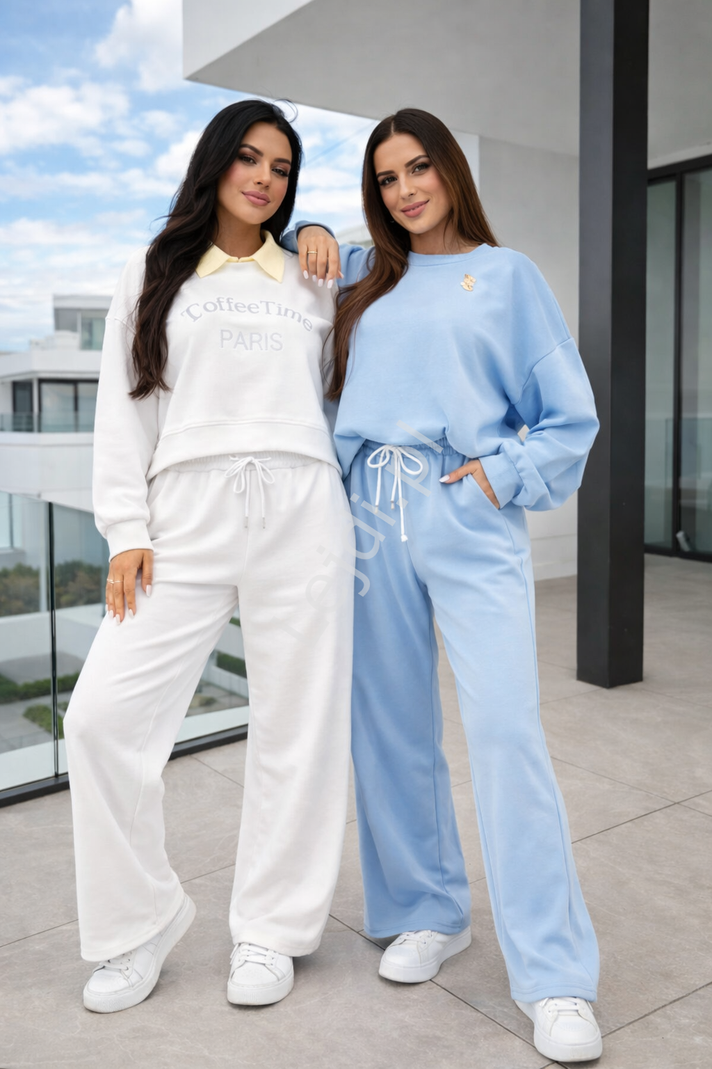 Komplet damski niebieski BETTER NOW z broszką 2193