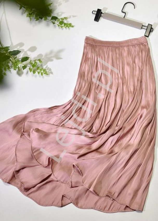 Letnia pudrowo różowa spódnica damska 2367