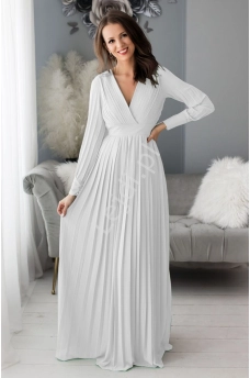 Mleczno biała sukienka ślubna z odkrytymi plecami, ślubna suknia z Francji 