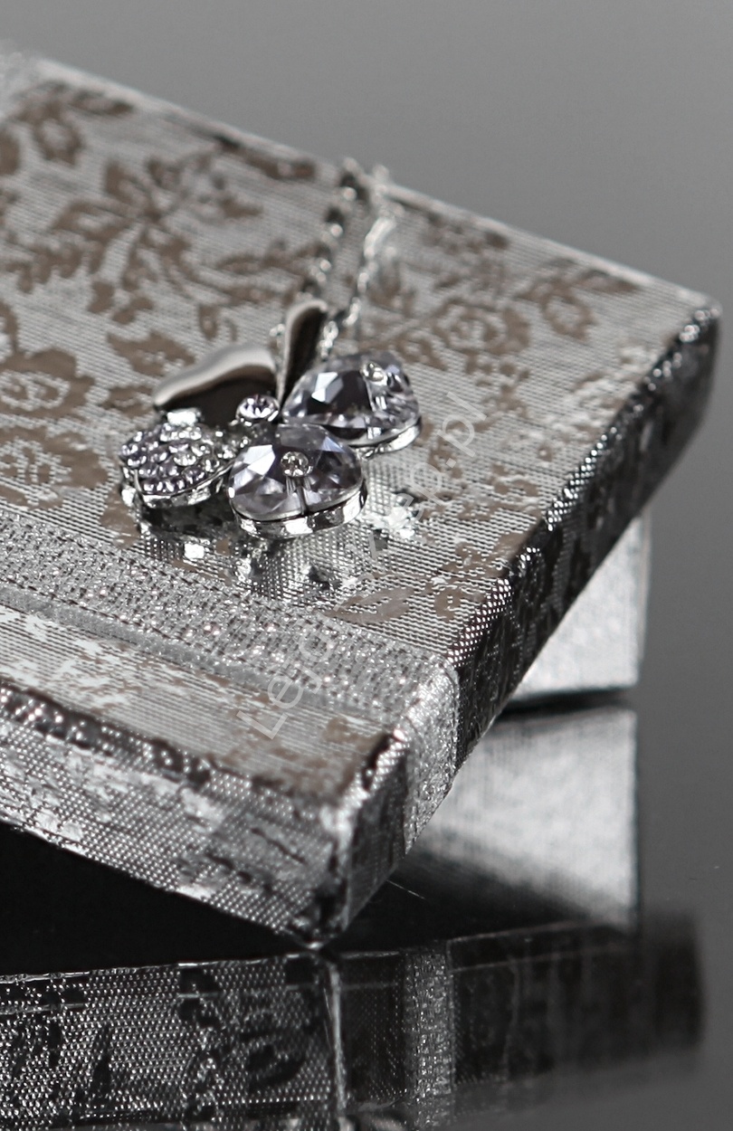 Naszyjnik  kryształowa koniczynka | biżuteria czterolistna  koniczynka