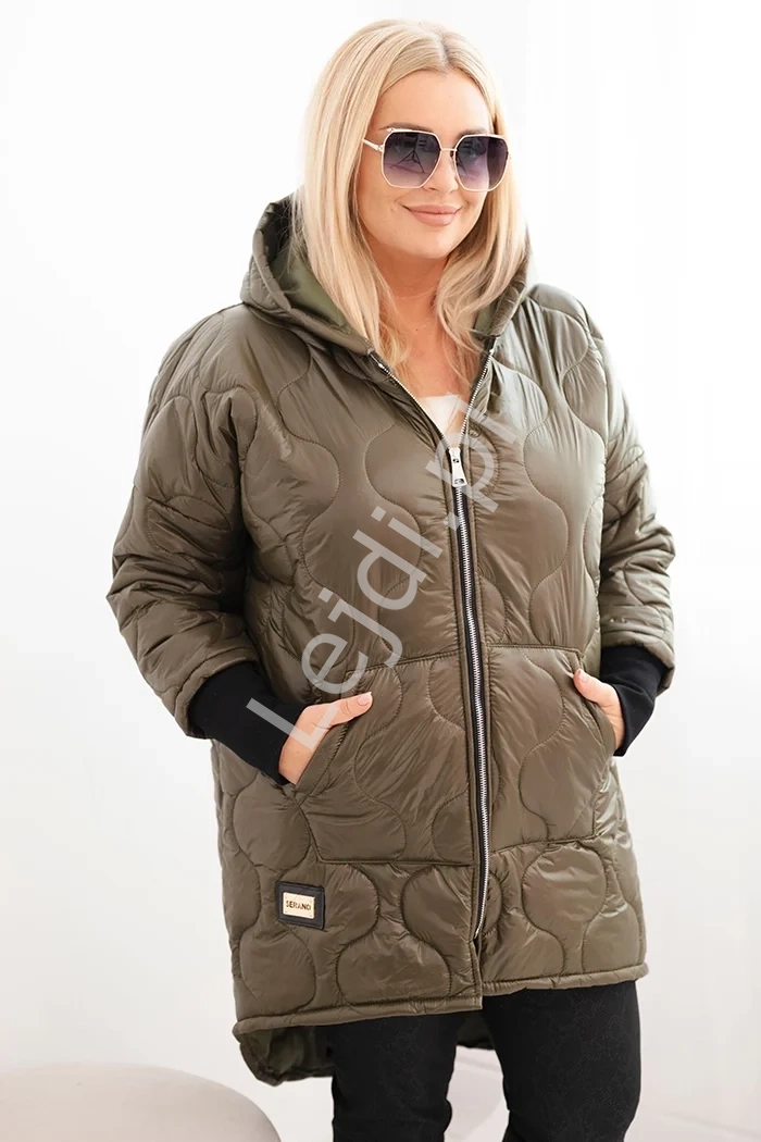Pikowana kurtka damska Plus Size khaki 5419