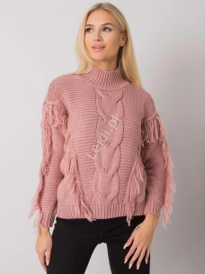 pudrowy sweter damski