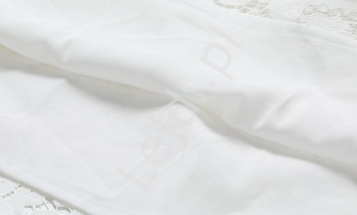 Rozkloszowana sukienka midi z białej koronki 8027 