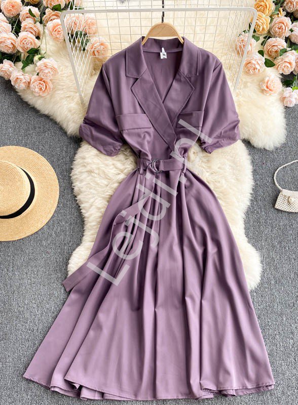 Rozkloszowana sukienka retro w kolorze lila 4322 - Lejdi