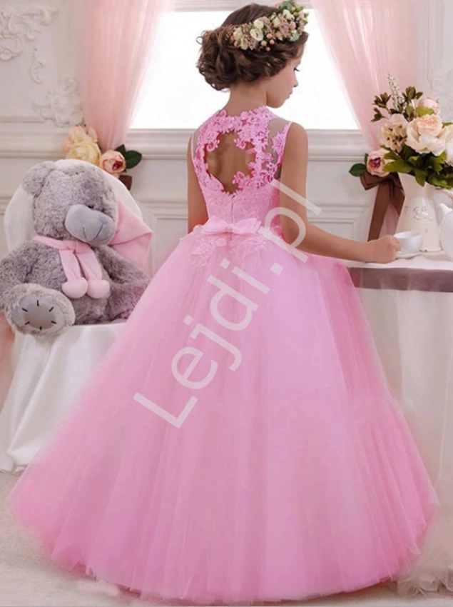 Różowa sukienka długa na wesele, na bal