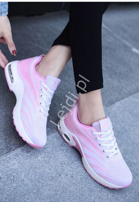 Różowo białe adidasy, sportowe buty ombre 7796