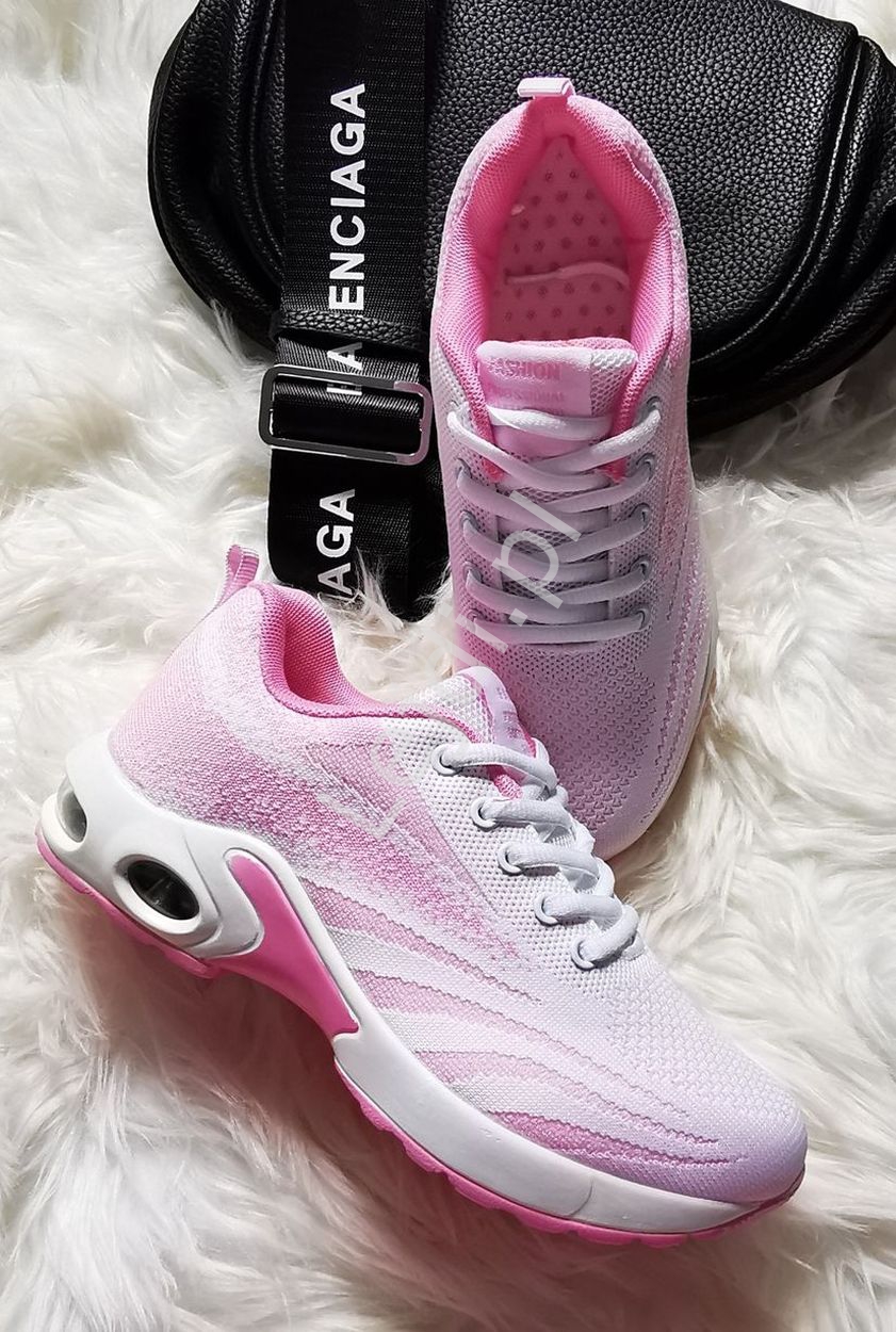 Różowo białe adidasy, sportowe buty ombre