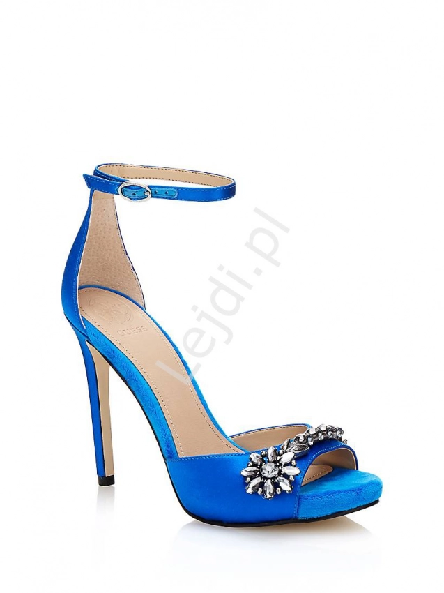 Sandały GUESS Alair niebieskie zdobione kryształkami