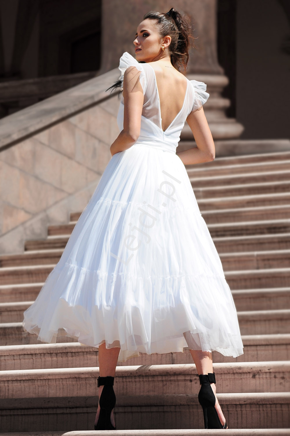 Ślubna sukienka midi tiulowa z krynolinową halką, Klara