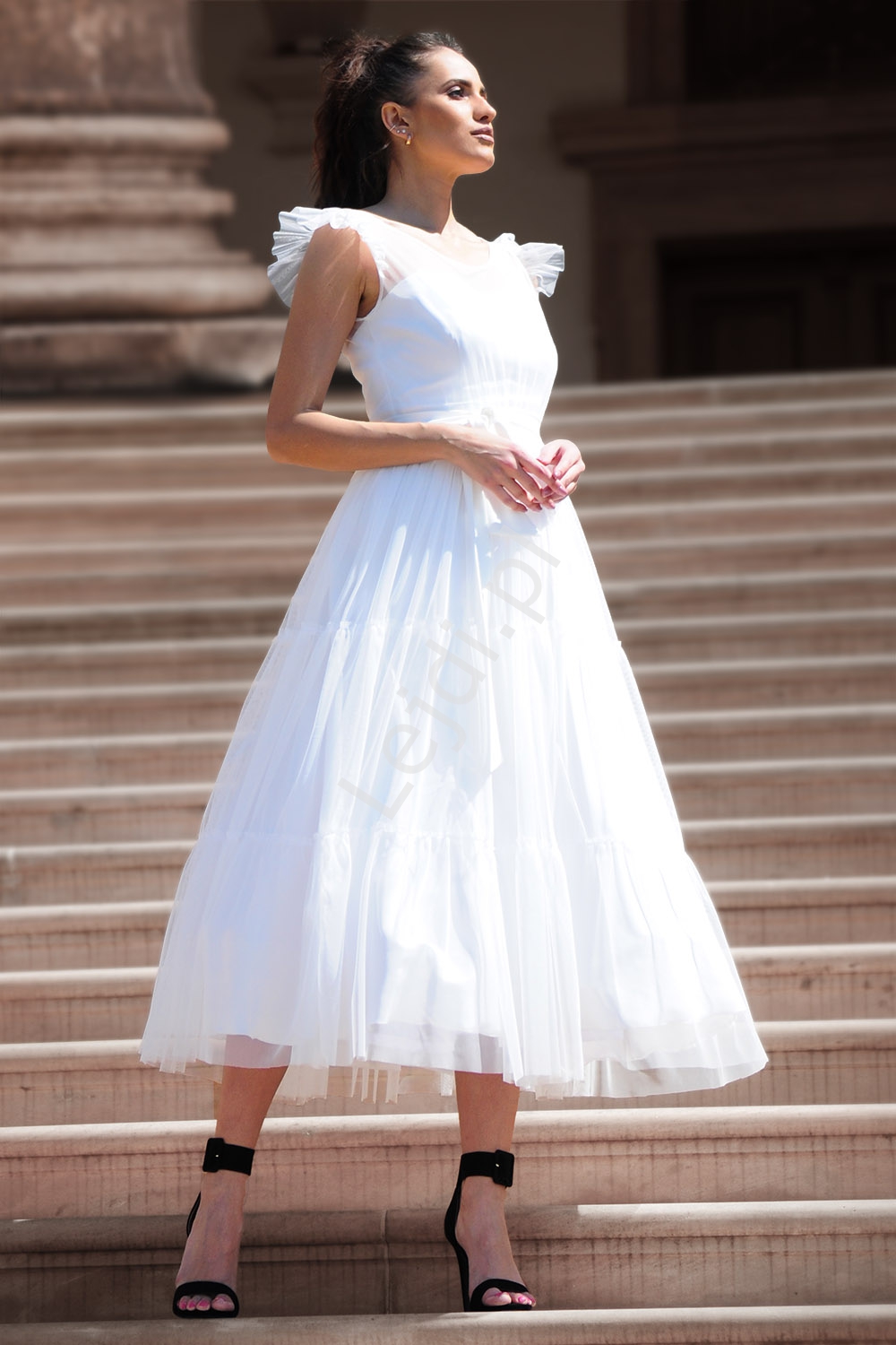 Ślubna sukienka midi tiulowa z krynolinową halką, Klara
