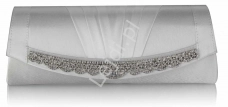 Ślubna torebka satynowa z kryształkową kolią ivory 113