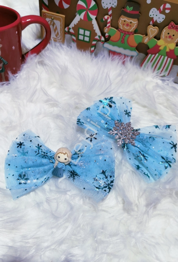 Spinka dla dziewczynki w zimowym stylu Elsa, świąteczna spinka
