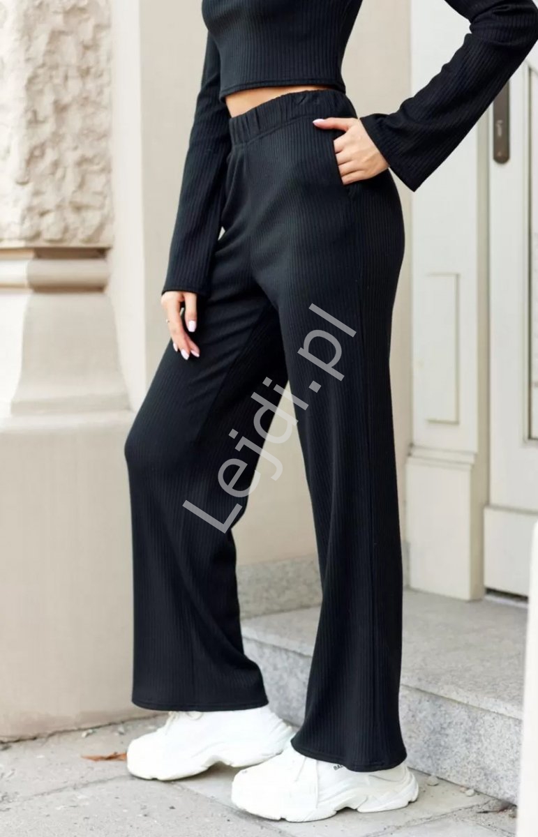 Spodnie dzianinowe prążek roco fashion 0029