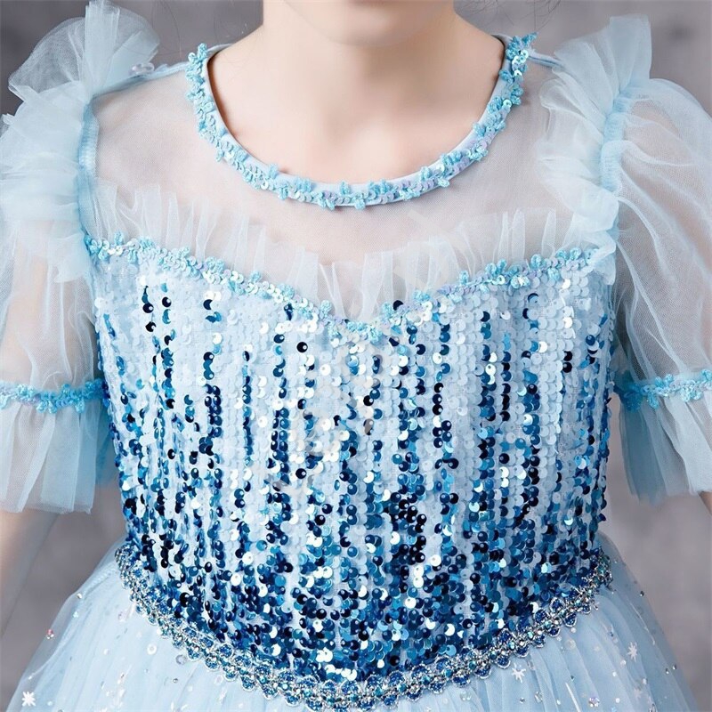 Strój karnawałowy Elsa z Krainy Lodu, błękitna sukienka i peleryna, przebranie Frozen