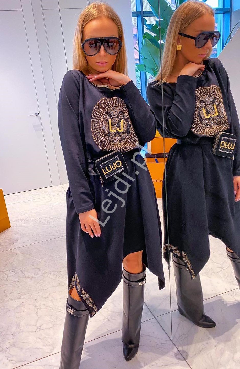 Sukienka Bawe niana LU JO Z Kryszta kowym Wzorem Greckim W Stylu Sukienka Bawe niana LU JO Z Kryszta kowym Wzorem Greckim W Stylu