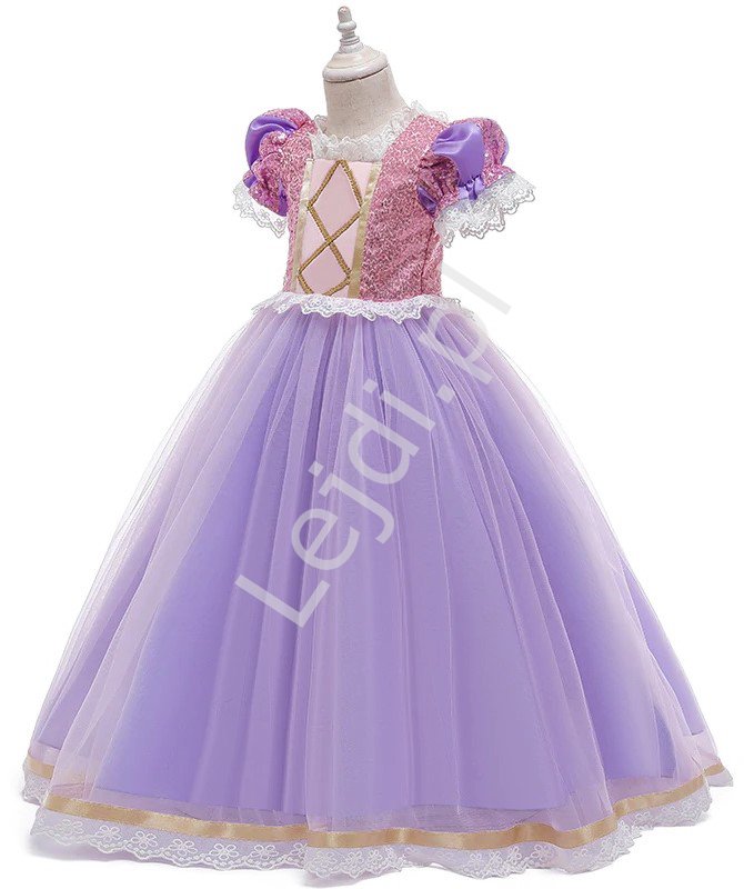 Sukienka dla dziewczynki na bal, kostium Roszpunki 