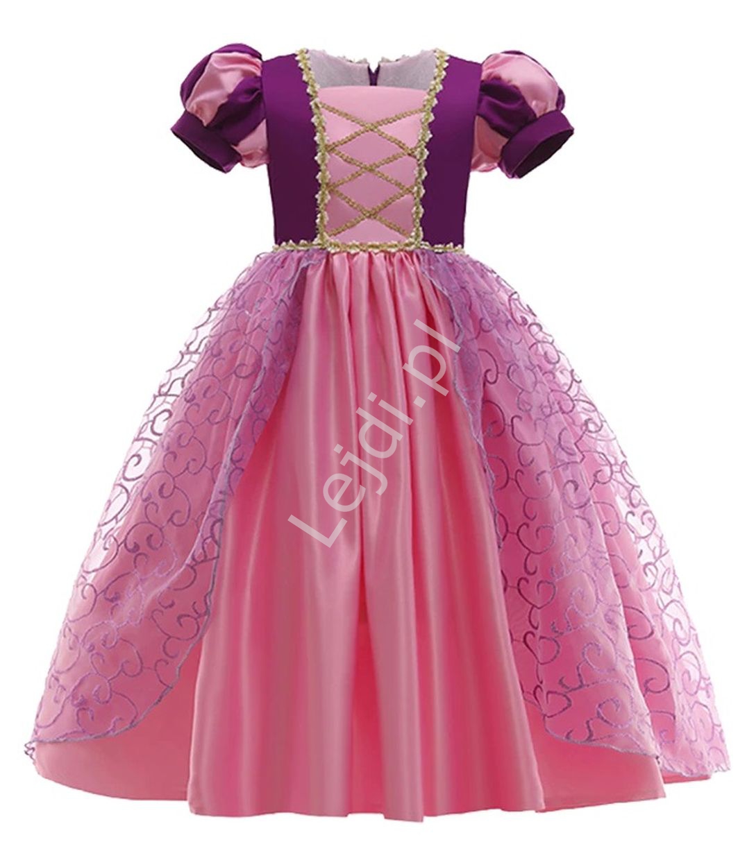  Sukienka dla dziewczynki, strój Roszpunki na bal karnawałowy