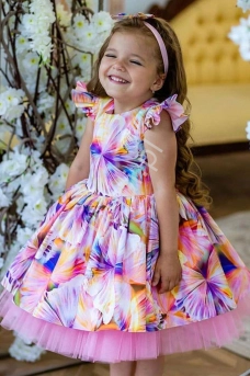 Sukienka dla dziewczynki w motyle z opaską 