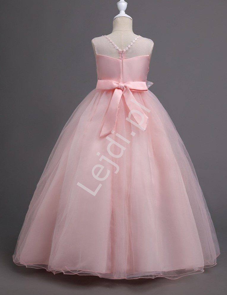 Sukienka dla dziewczynki z jasno różowego tiulu 708