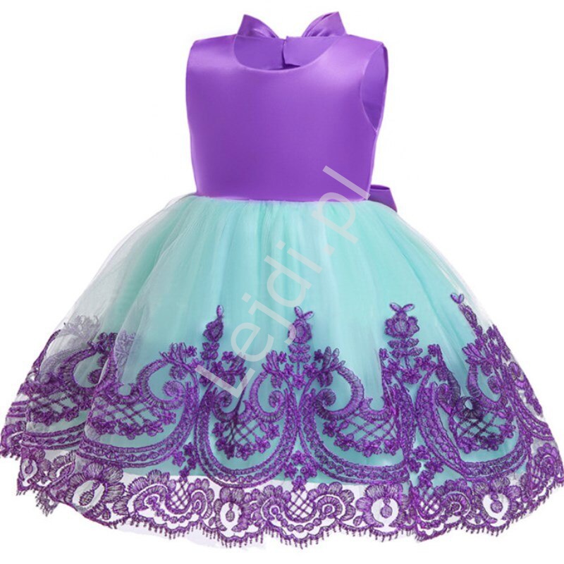 Sukienka dla dziewczynki z tiulową haftowaną spódnicą