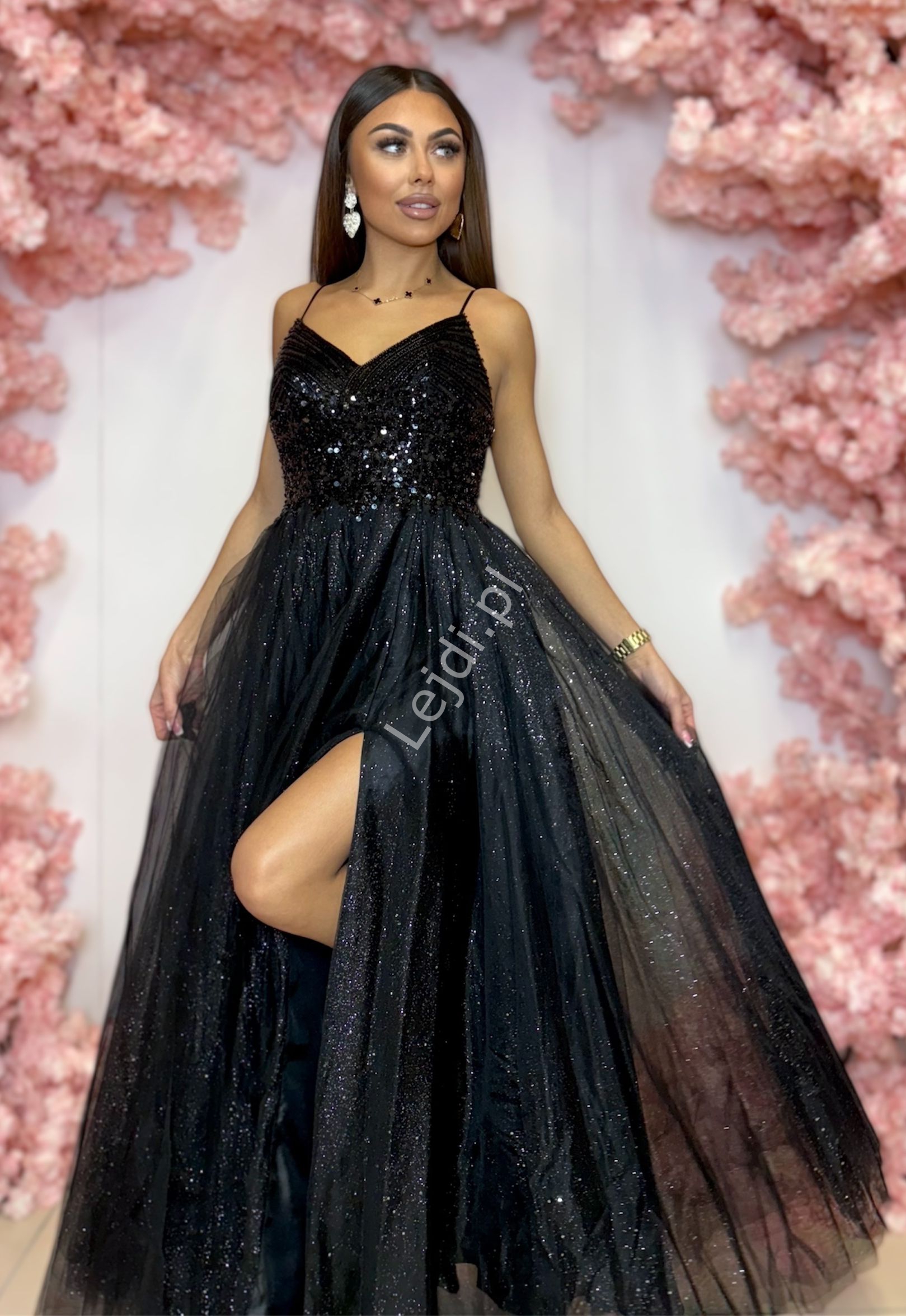 Sukienka na studniówki, bale Princess zdobiona koralikami krój księżniczka